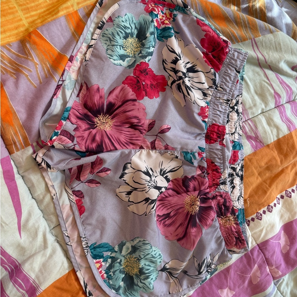 Old Navy Active Floral Trim Shorts - Light Blue and Multicolor